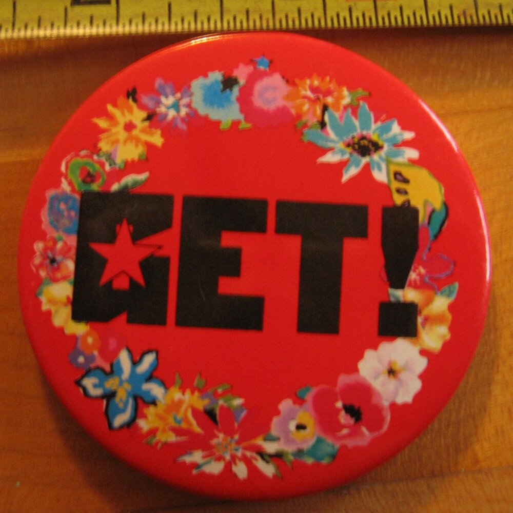 Get! With Red Background Pinback Button